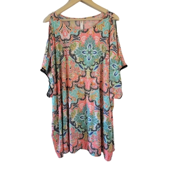 SWIM By Cacique Women's Beach Dress Sz 22/24 Colorful Stretchy Boho Resortwear - Picture 12 of 12